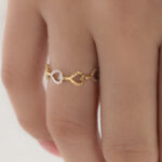 Anillo De Oro 18k Corazones Diamantados Dos Oros - Imagen 3