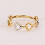 Anillo De Oro 18k Corazones Diamantados Dos Oros - Imagen 2