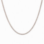 Cadena De Oro Blanco 18k Tejido Eslabón Seguido