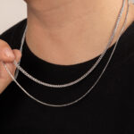 Cadena De Oro Blanco 18k Tejido Eslabón Seguido - Image 4