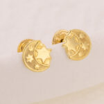 Topos De Oro 18k Media Luna, Estrellas Con Broche De Seguridad - Imagen 2