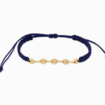 Pulsera De Oro 18k Calabrote Tejida Con Hilo Azul