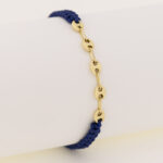 Pulsera De Oro 18k Calabrote Tejida Con Hilo Azul - Image 2