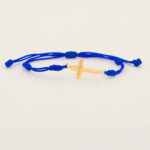 Pulsera De Oro 18k Cruz Hilo Azul