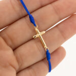 Pulsera De Oro 18k Cruz Hilo Azul - Image 2