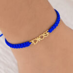 Pulsera De Oro 18k Herraje Nombre Dios Hilo Azul - Image 2