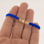 Pulsera De Oro 18k Herraje Nombre Dios Hilo Azul - Image 3