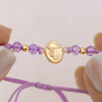 Pulsera De Oro 18k San Miguel Arcángel Hilo Lila - Image 2