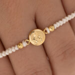 Pulsera De Oro 18k Virgen Del Carmen Hilo Blanco - Image 2
