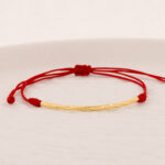 Pulsera De Oro 18k Tubo Melcocha Hilo Rojo