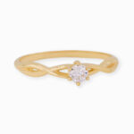 Anillo De Oro 18k Solitario trenzado