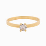 Anillo Oro 18K Con Piedra Blanca