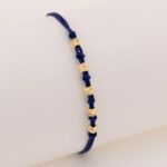 Pulsera De Oro 5 esferas 3mm diamantadas hilo azul - Image 2