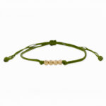 Pulsera De Oro 4 esferas 4mm diamantadas hilo verde