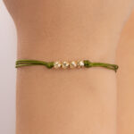 Pulsera De Oro 4 esferas 4mm diamantadas hilo verde - Image 3