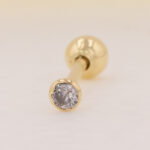 Piercing Oro 18K Para Oreja, Piedra Blanca - Image 2