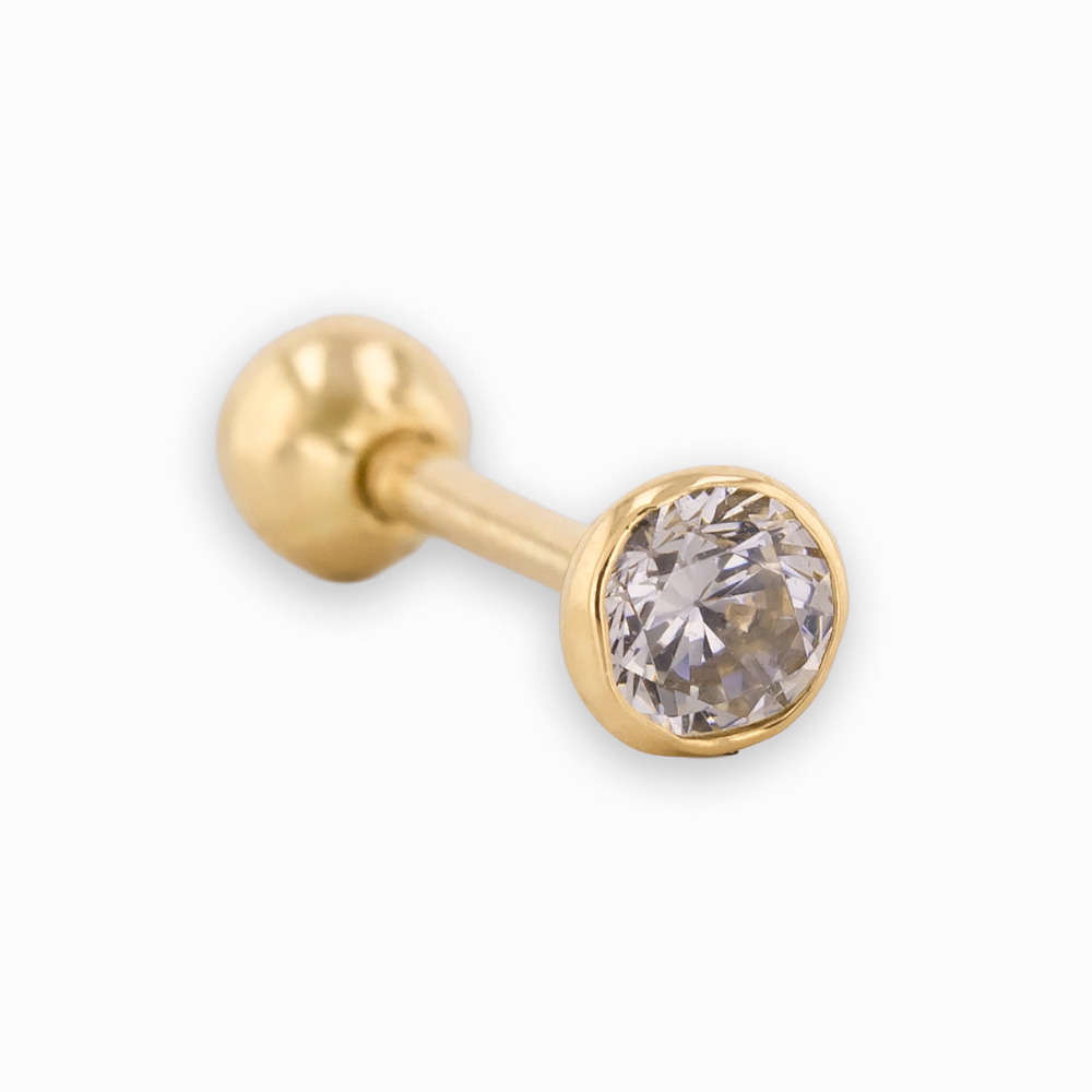 PIERCPIED01 Piercing Oro 18K Para Oreja, Piedra Blanca - Image 1