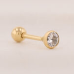Piercing Oro 18K Para Oreja, Piedra Blanca - Image 2