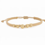 Par de pulseras De Oro 4 esferas 4mm diamantadas hilo caqui