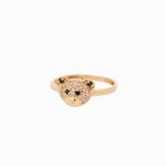 Anillo De Oro 18K Oso Con Piedras